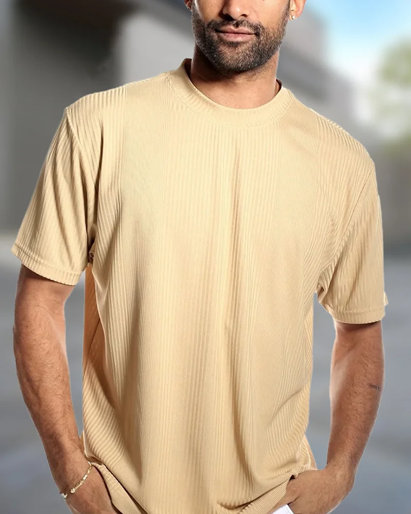 Khaki Solid T-Shirt
