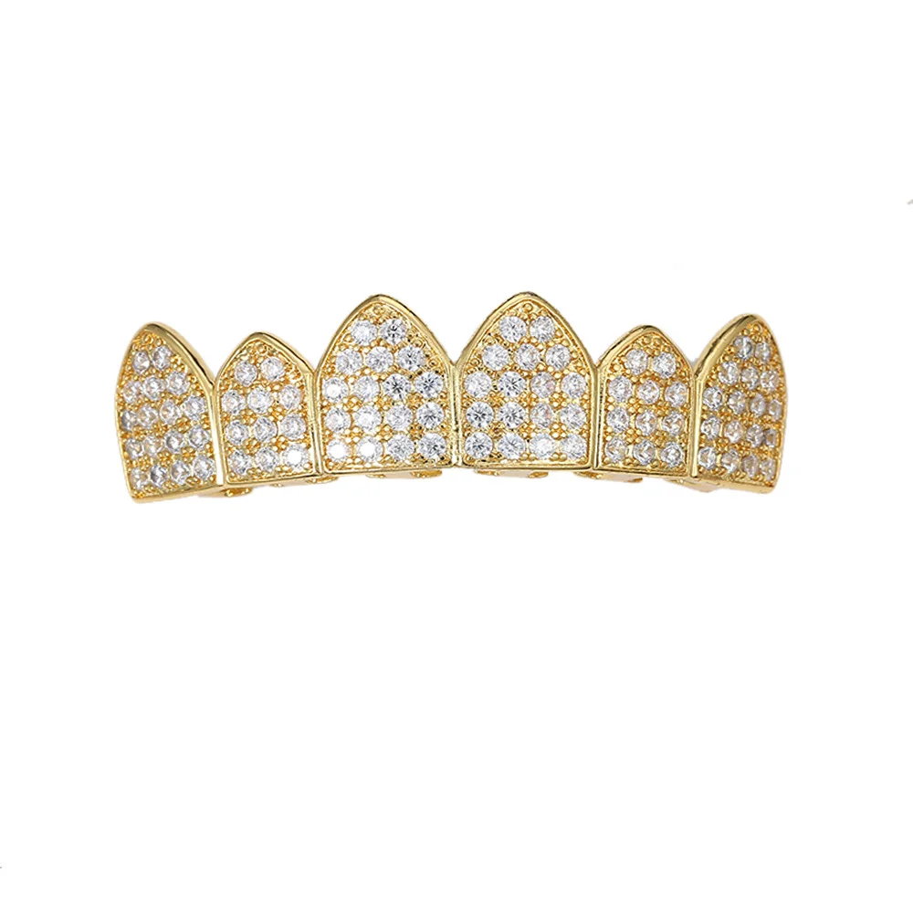 18K Gold Plated Iced Out Hiphop Teeth Grillz-VESSFUL