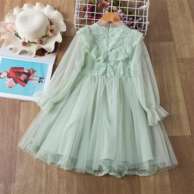 Winter Girls Dress 2021 Girls Clothes Princess Party Dress Backless Lace Tutu Layered Dress Elegant Ceremony Teenage Costume