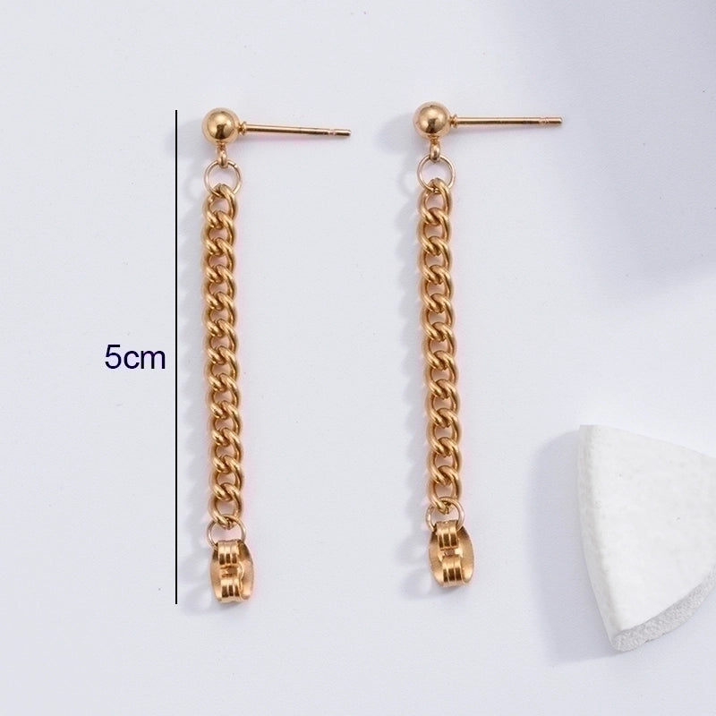 1 Pair Hip-Hop Geometric Cross Feather Plating 316 Stainless Steel Earrings