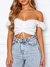 Solid Color Off-The-Shoulder Shirt Tops