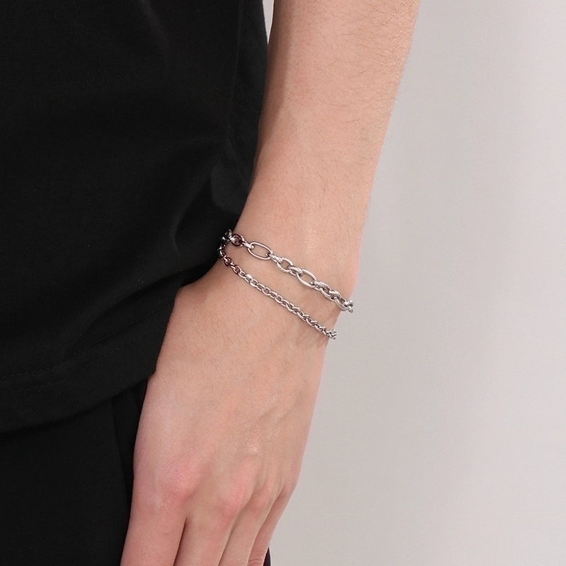 Hip-hop Solid Color Titanium Steel Men’s Bracelets