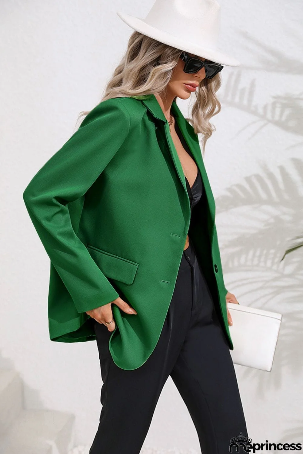 Lapel Collar Long Sleeve Blazer