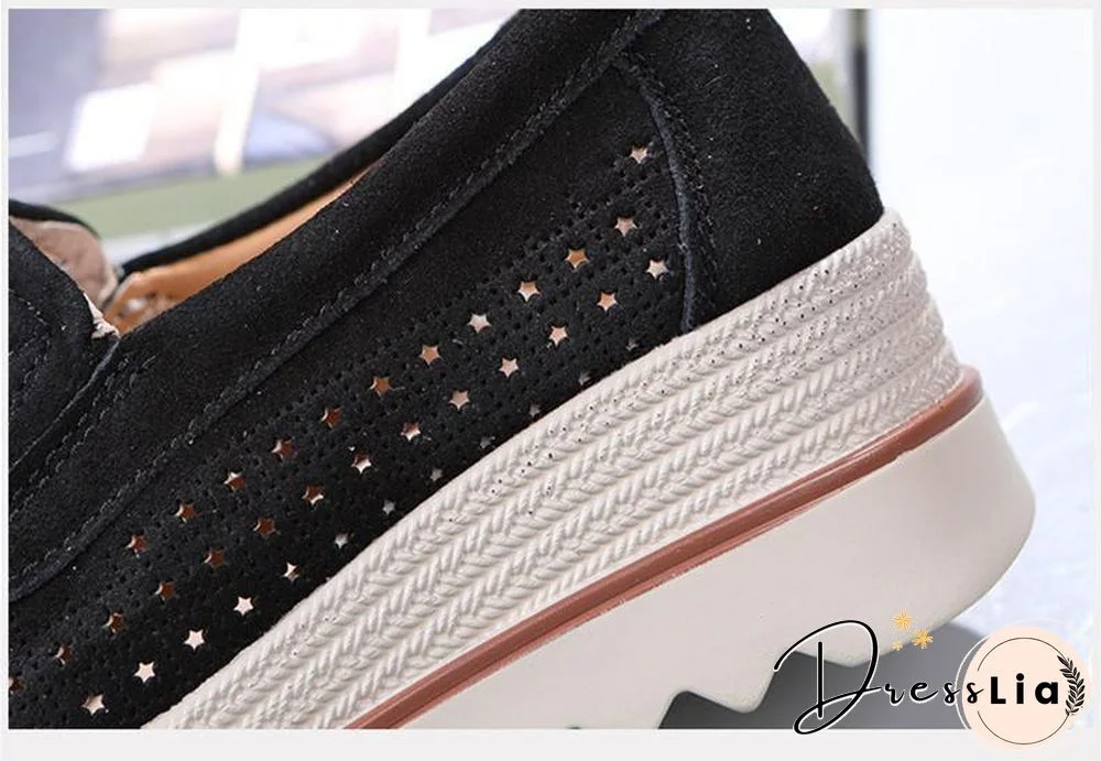 Women Shoes Platform Sneakers Slip on Flats Loafers Moccasins Hollow Out Casual Shoes