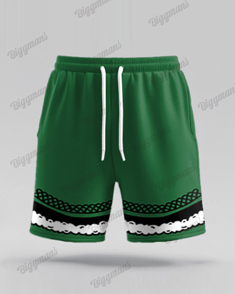 Men's Plus Size Christmas Green Elf Cosplay Printed Shirt Shorts Suit