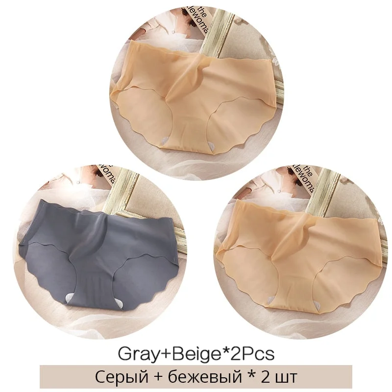 FINETOO M-XL Seamless Underwear Low Waist Solid Color Panties Women Rippled Underpants Girls Briefs Smooth Panty Female Lingerie