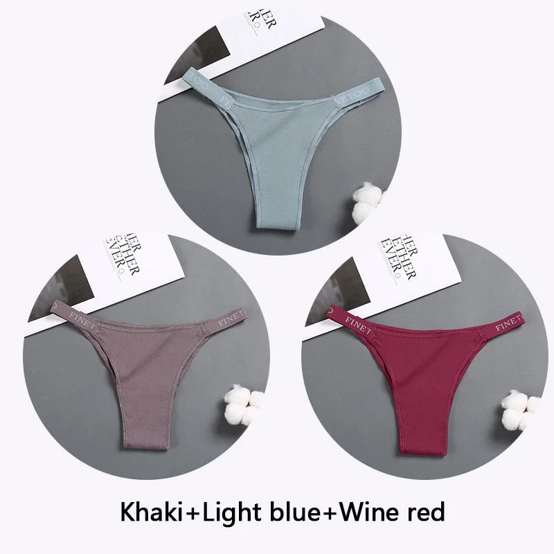 FINETOO 3Pcs/set Women Thongs Fashion Letter Cotton Panties M-XL Female Underpants Ladies Sexy Underwear Women Bikini Panty New