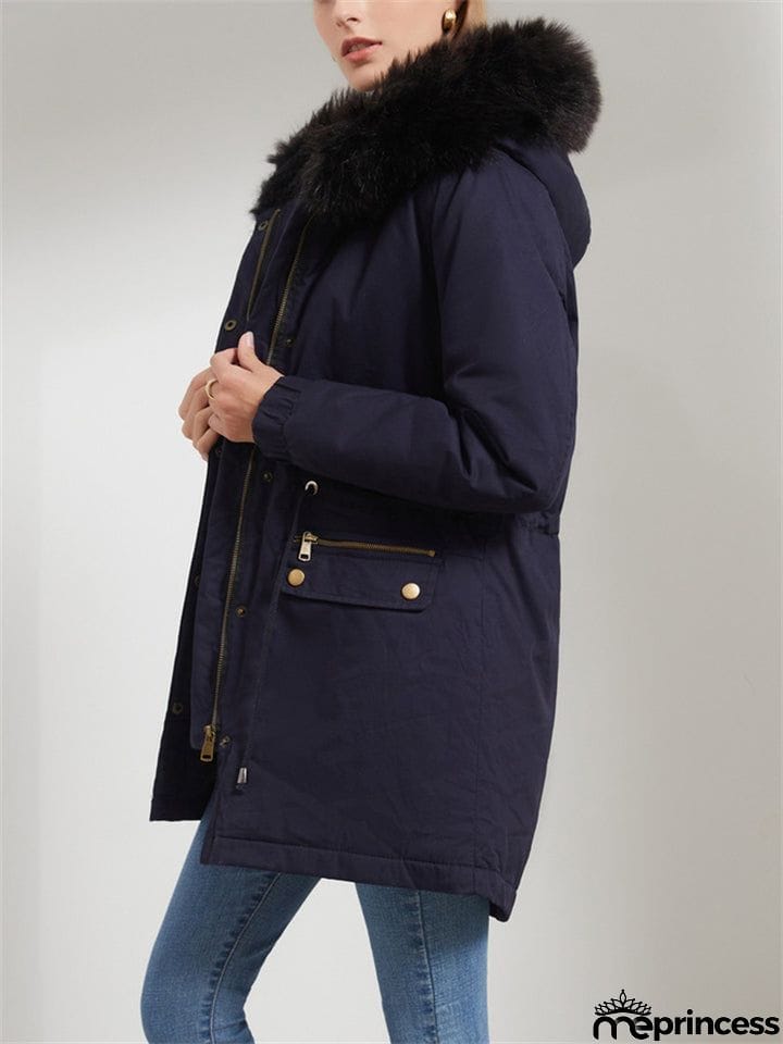 Women's Fleece Hooded Extra Warm Thicken Parka Coats