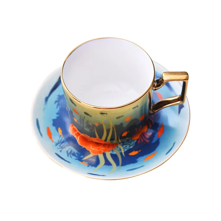 Ocean World Ceramic Tea Cup and Saucer Spoon