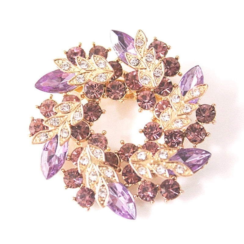 Spot Fashion High-end Gifts Korean Style Corsage Jewelry Shiny Rhinestone Crystal Bauhinia Flower Women Ring Brooch
