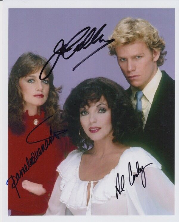 Dynasty cast signed 8X10 Photo Poster painting. Joan Collins, Pamela Sue Martin & Al Corley