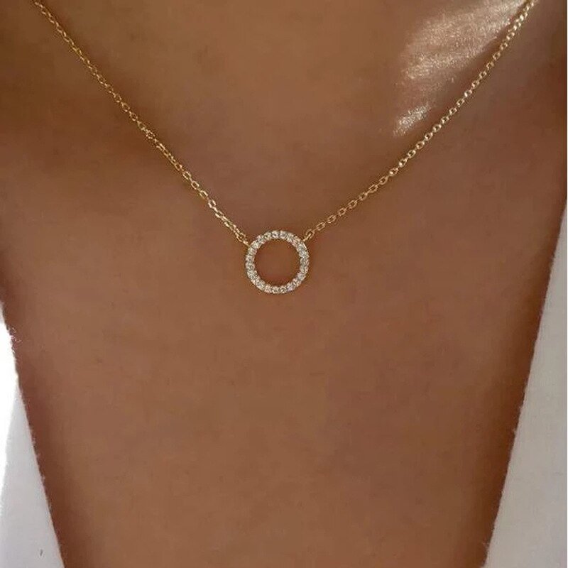 UsmallLifes King  2021 new geometric clavicle chain creative retro simple full  circle necklace US Mall Lifes