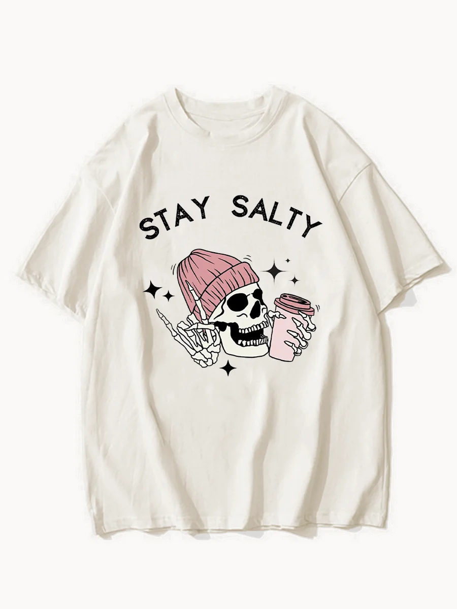 Oversized Skeleton Stay Salty T-Shirt ctolen