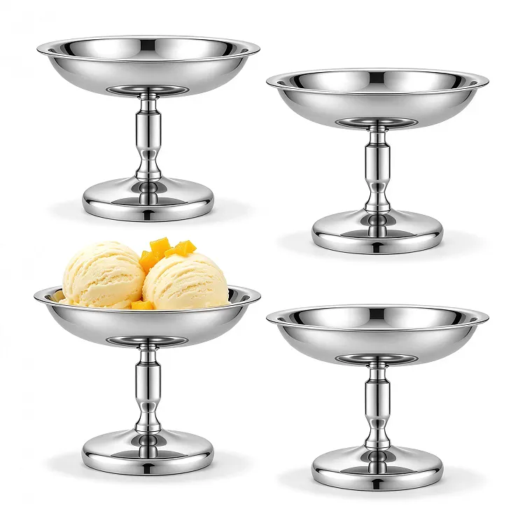4-Piece Stainless Steel Pedestal Dessert Cup Set