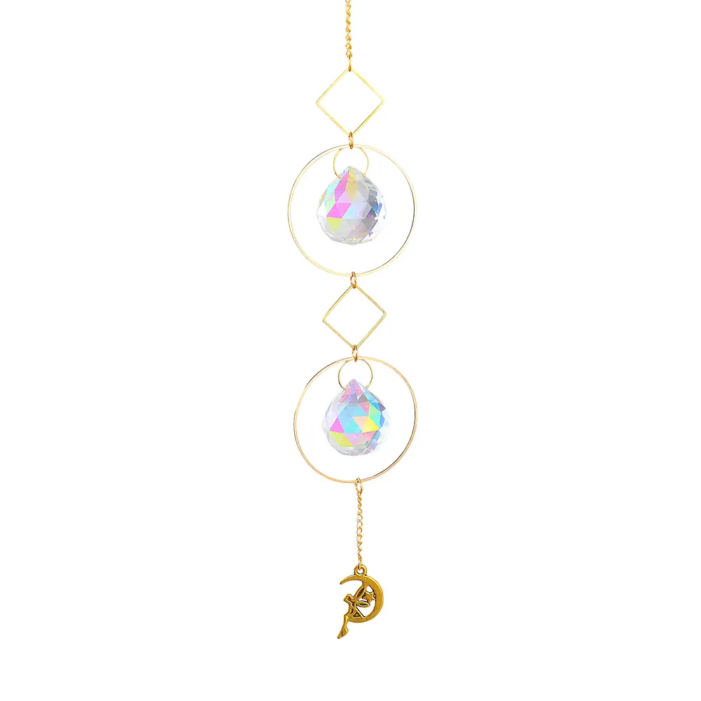 1/5pcs Hanging Moon Sun Heart Ball Light Catcher Crystal Outdoor Wind Chime