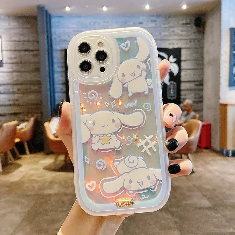 Sanrio Cinnamonroll Luxury Laser  Phone Cases For iPhone 13 12 11 Pro Max XR XS MAX X 7/8Plus Anti-drop TPU Soft Cover Girl Gift