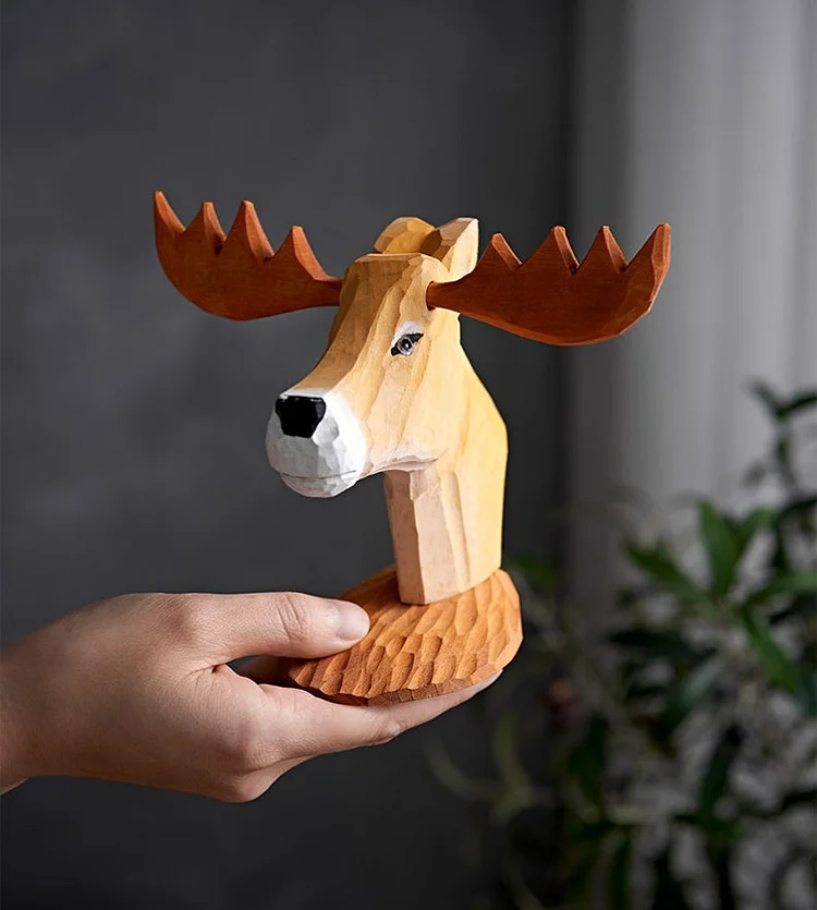 Kiva Store  Deer-Shaped wood Eyeglasses Stand with a Natural Finish -  Studious Deer in Natural