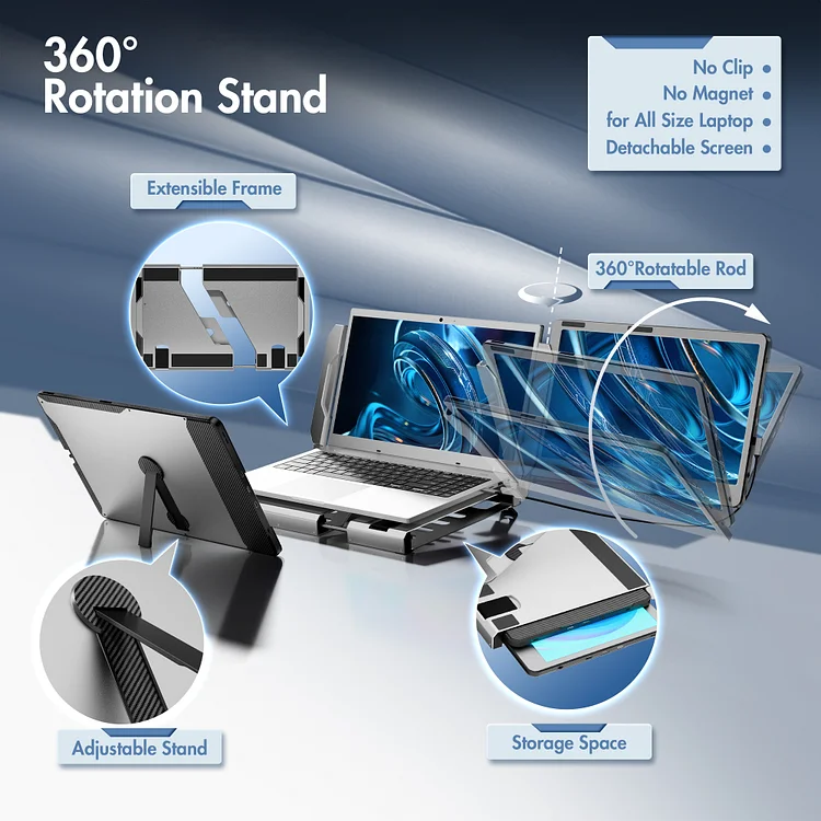 Domyfan F2 Triple Screen Metal Shell Laptop Screen Extender