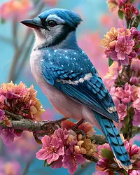 Crystal Blue Jay - Diamond Painting