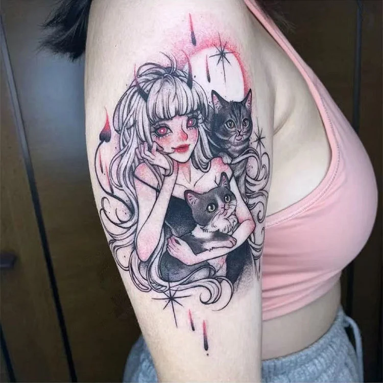 Fantasy Anime Girls Temporary Tattoo - Gotamochi Kawaii Shop, Kawaii Clothes