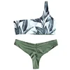 ZAFUL One Shoulder Leaves Print Bikini Sexy Bathing Suit Push Up Swimming Suit Swimwear Beachwear for Women