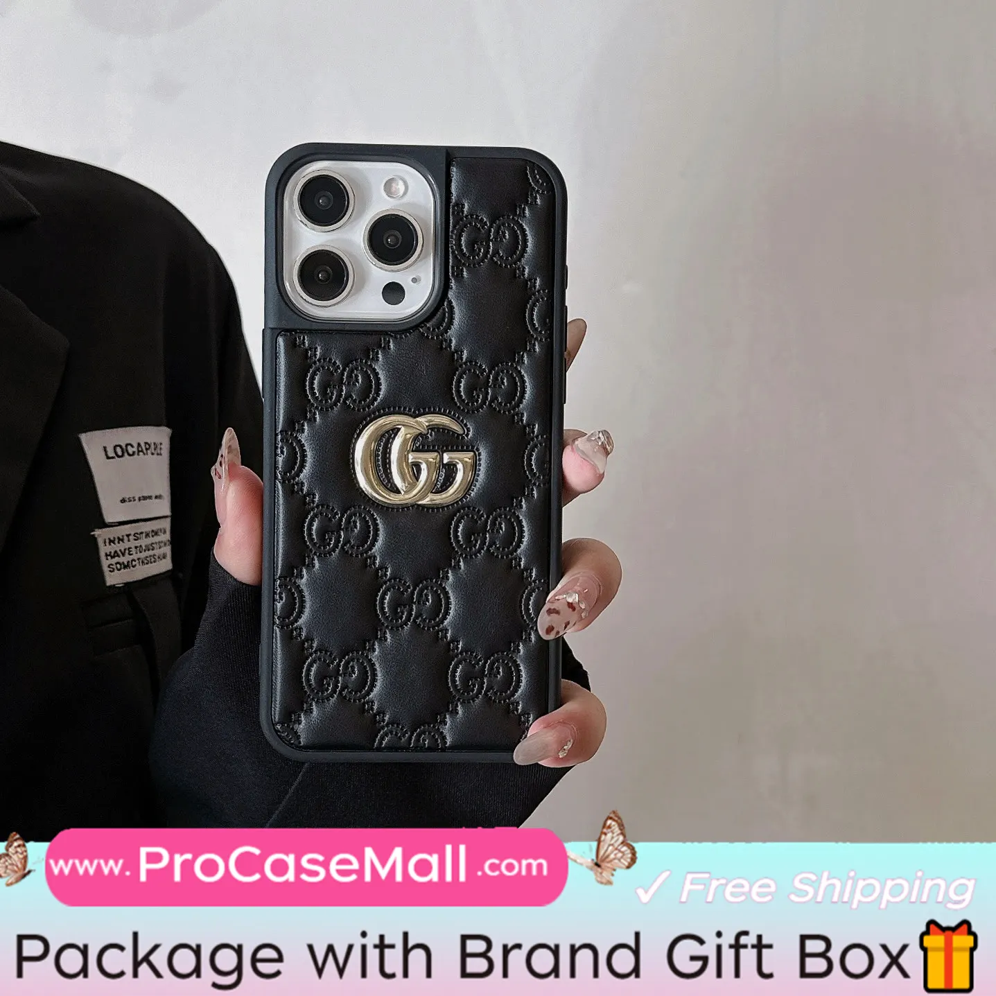Gucci Embossed Lambskin Ophidia GG Luxury Apple iPhone Case