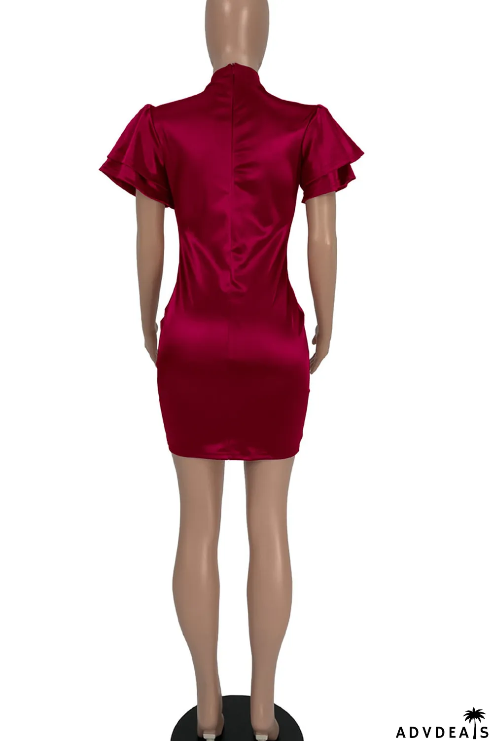 Champagne Casual Solid Split Joint O Neck One Step Skirt Dresses