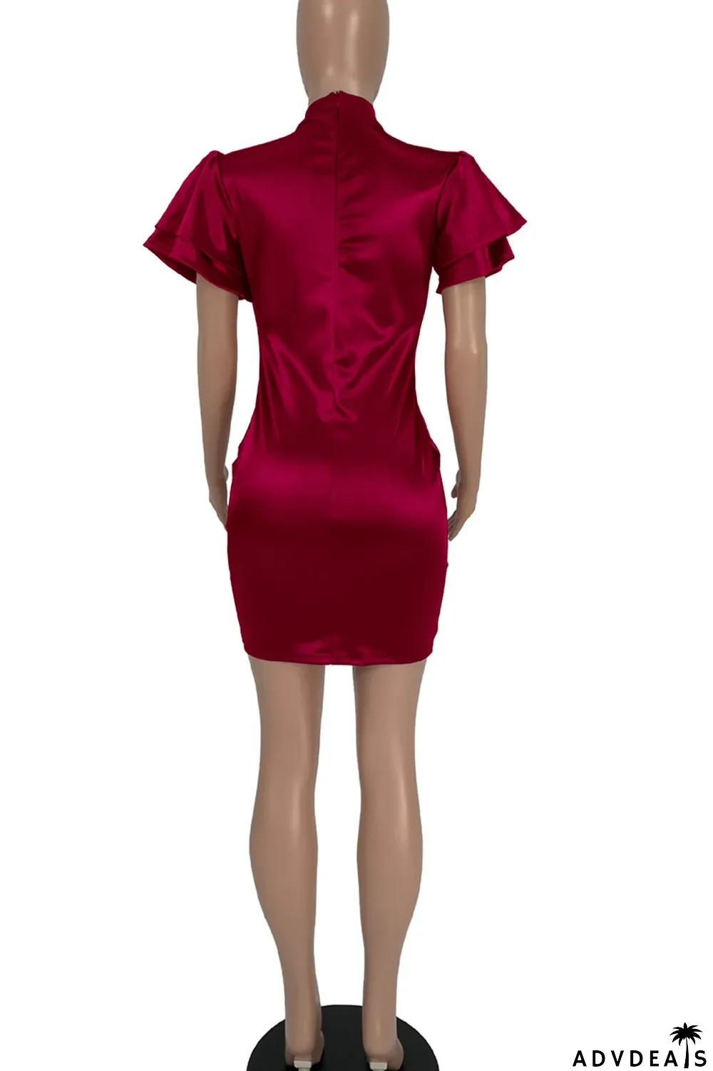 Champagne Casual Solid Split Joint O Neck One Step Skirt Dresses