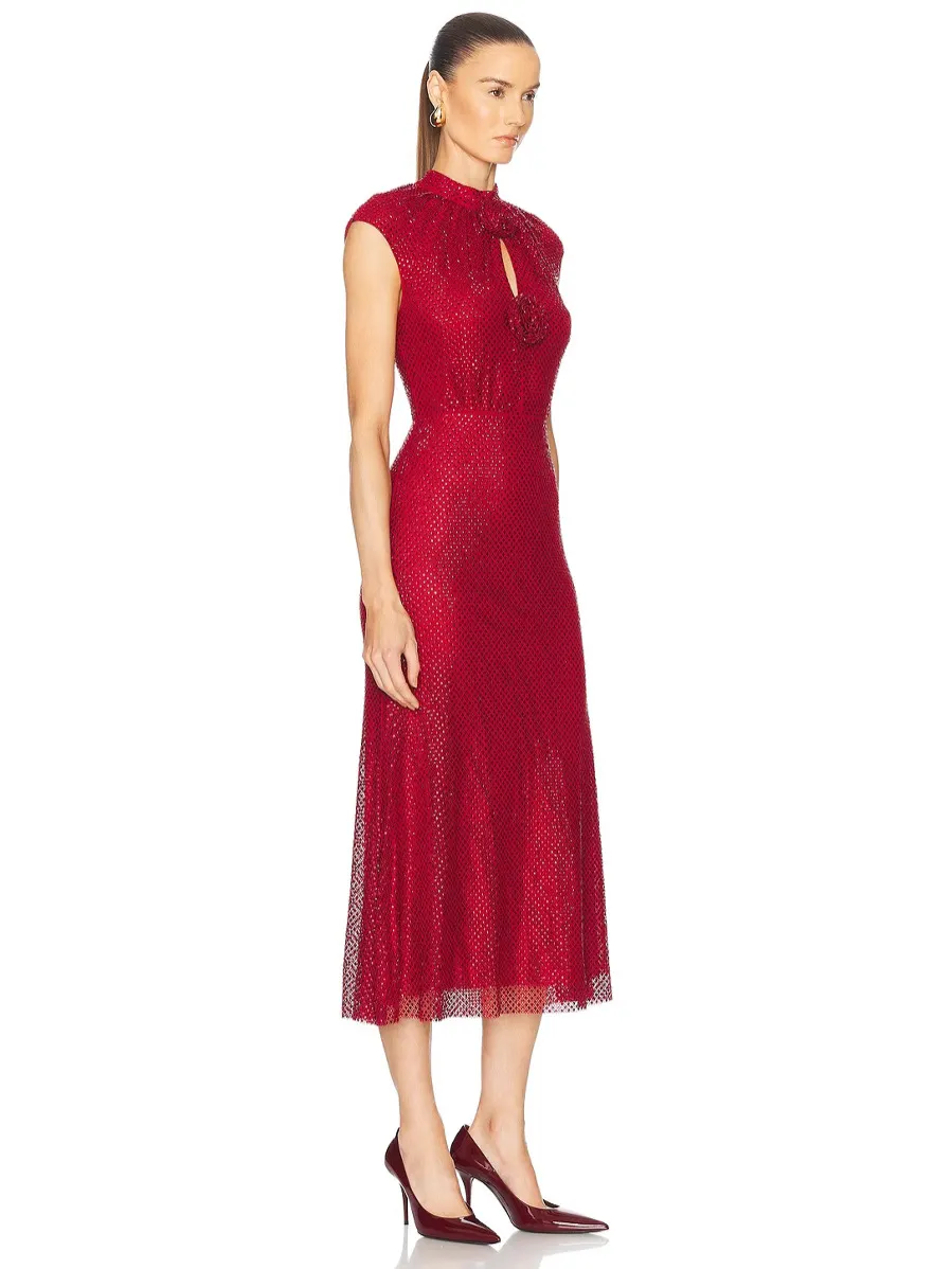 Brownm Exploding New Hot Women's Long Hot Diamond Sexy Flower Dress Dinner Dress Temperament Ass