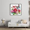 Rose Butterfly-Partial 11CT Stamped Cross Stitch Bead Embroidery 36*36cm/14.17*14.17in tapestrymarket