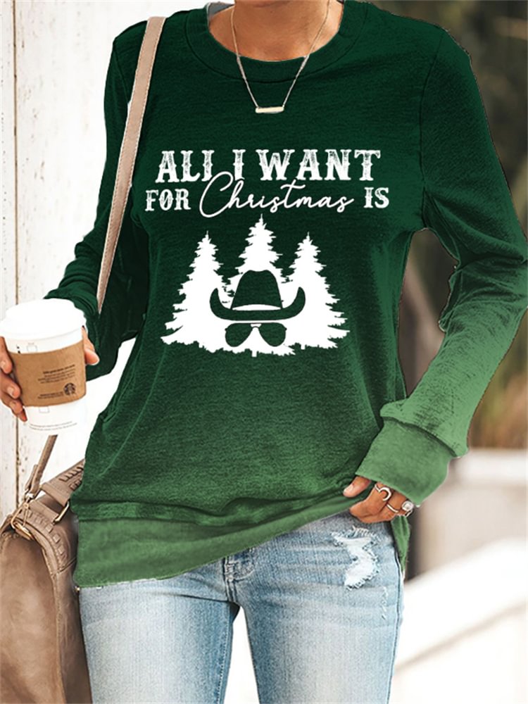 All I Want For Christmas Is Cowboy Gradient Sweatshirt