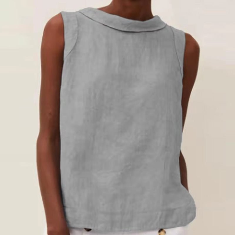 Solid Color Cotton And Linen T-Shirt