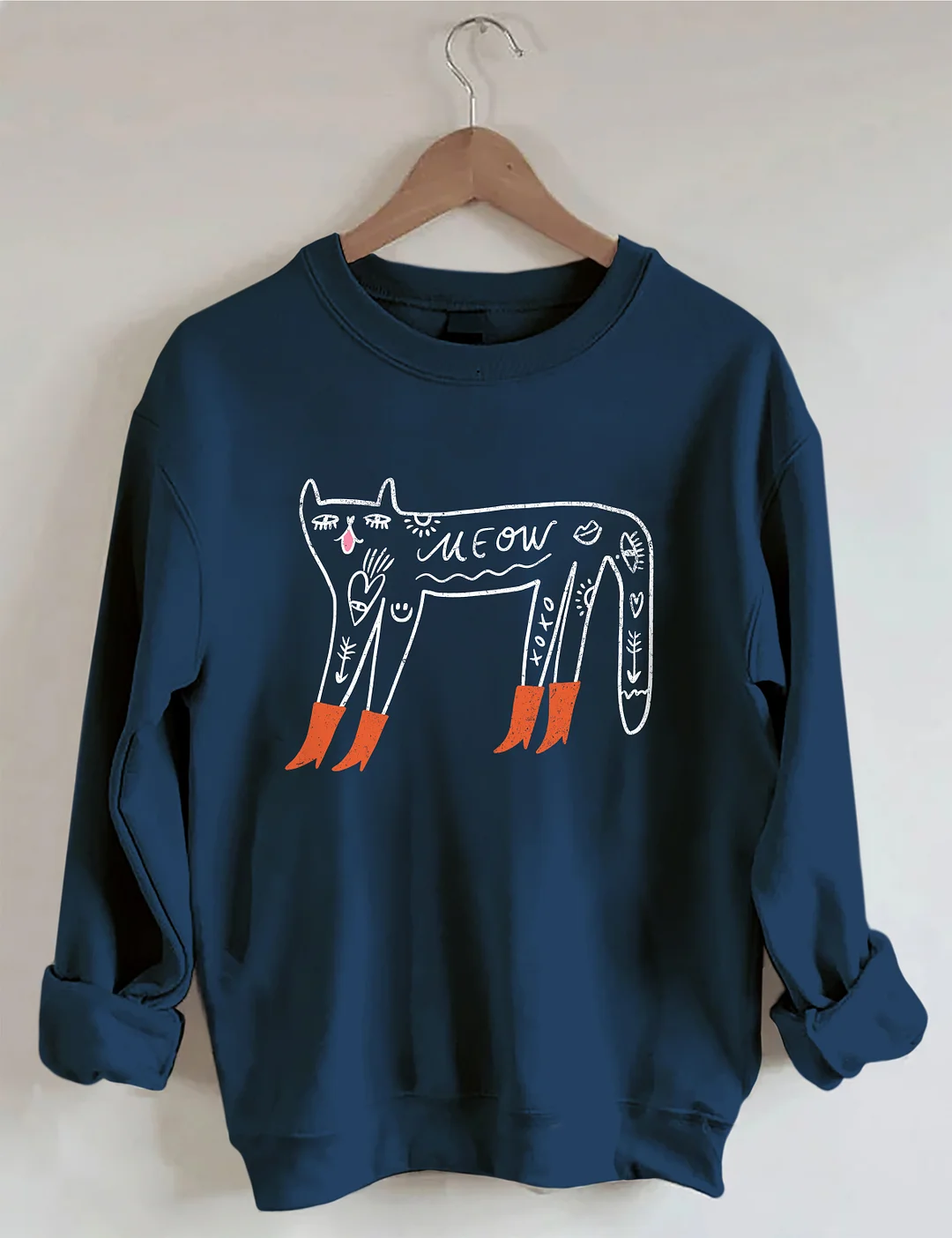 Cute Cat With Red Boots Sweatshirt