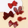 5PCS Joyful Red Serie Bowknot Hairpins Set
