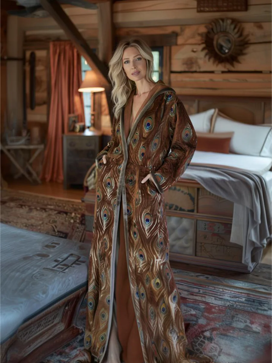 Lux Printed Classic Velvet Flano Sleep Coat