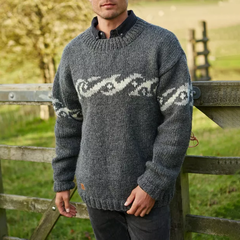 Vintage Mens Surf Jacquard Knit Sweater