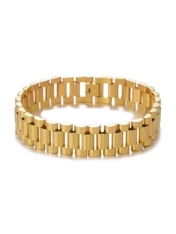 Minimalist Solid Color Titanium Steel Plating 18k Gold Plated Men’s Bangle