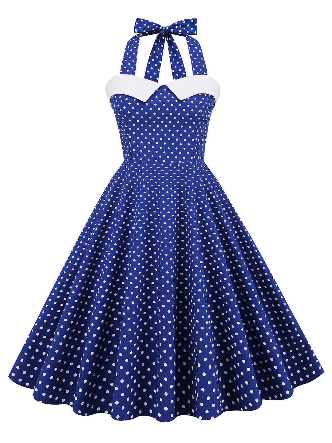 1950s Halter Polka Dot Swing Dress