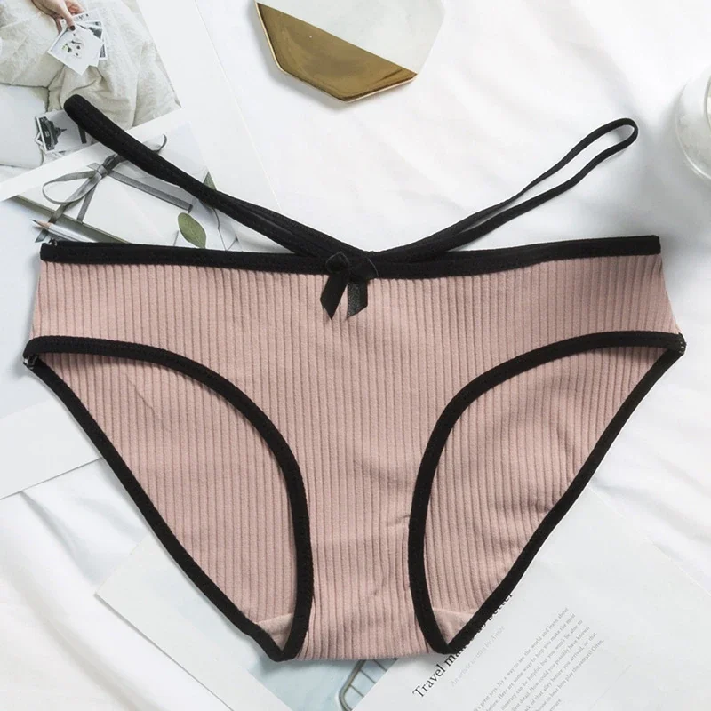 Billionm Cotton Underwear Women Low Waist Girl Panties Fashion Striped Women's lingerie Skin-friendly Bikini Sale