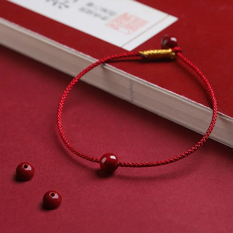 Cinnabar Red Agate Blessing Red String Bracelet