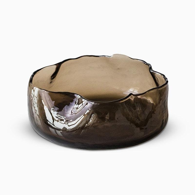 Brown Cylinder Table Glass Vases with Plum Blossom Wide Mouth