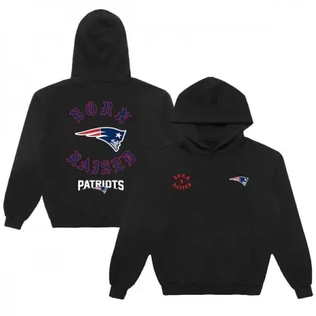 Men's New England Patriots Black Born x Raised Pullover Hoodie