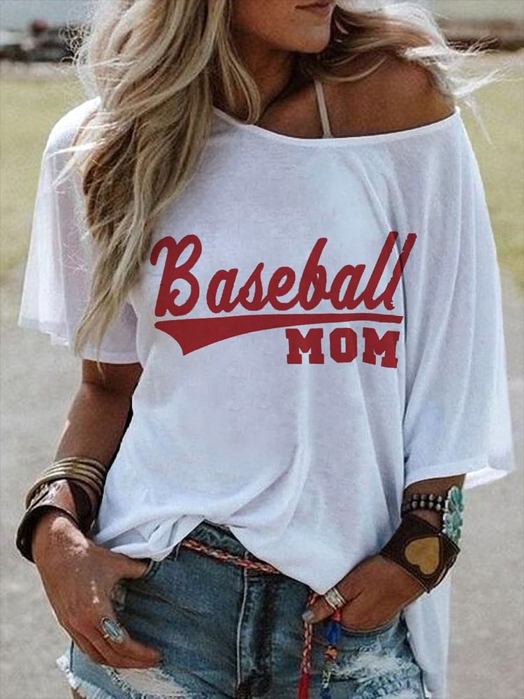 Women's Baseball Mom Casual Batwing Sleeve T-Shirt