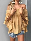 Falbala Elasticity Off-The-Shoulder Blouses