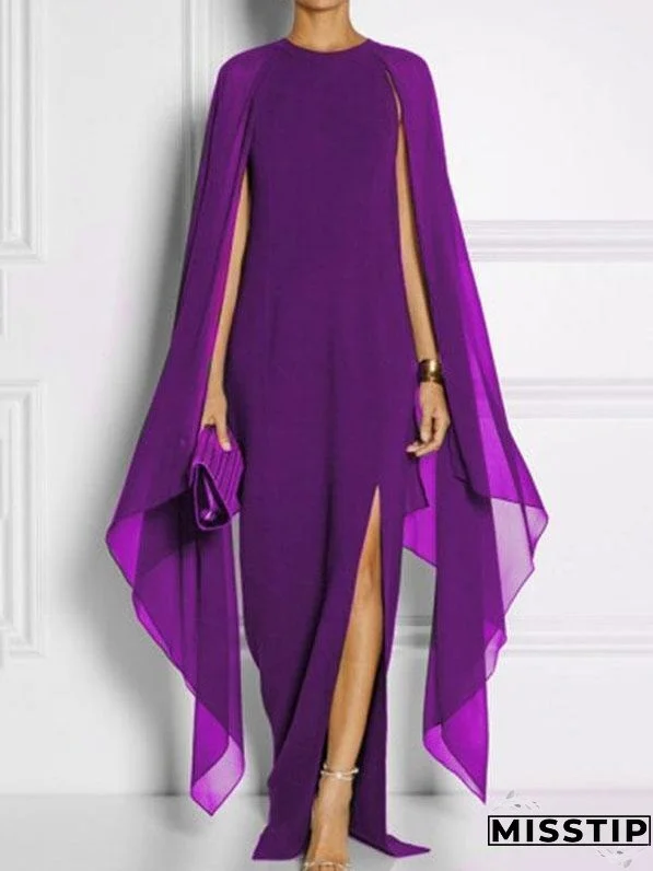 Special Round Neck with Cover-Up Maxi Dress Evening Dress