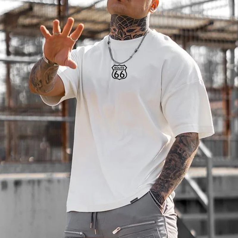 Men's Route 66 Print Casual Vintage T-Shirt