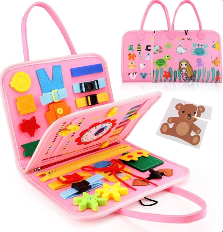 New Cloth Busy Board Sensory Montessori Educational Book Felt Bag Toy Children Learning Board