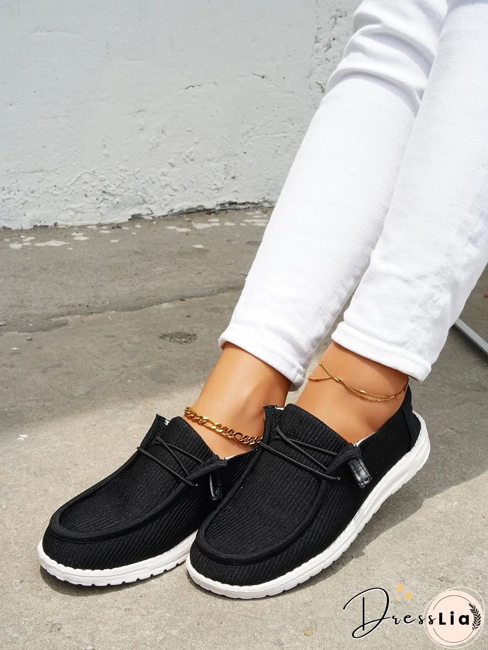 Casual Light Lace Up Flats Canvas Shoes