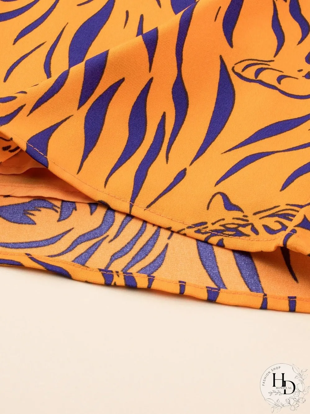 Sunny Plus Size Tiger Stripe V Neck Sleeveless Romper