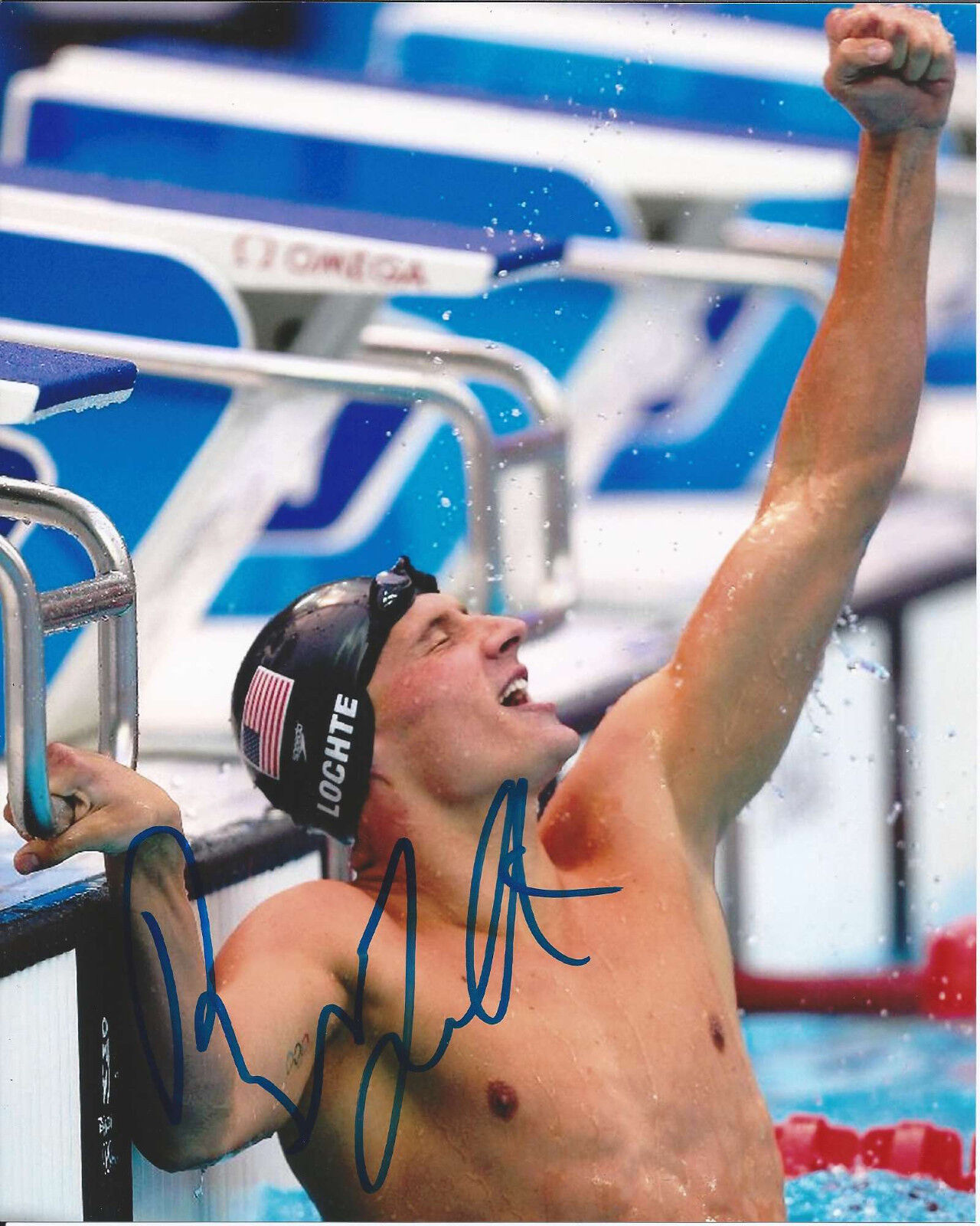 USA SWIMMER RYAN LOCHTE SIGNED 8X10 Photo Poster painting 2 COA LONDON 2012 OLYMPICS GOLD MEDAL